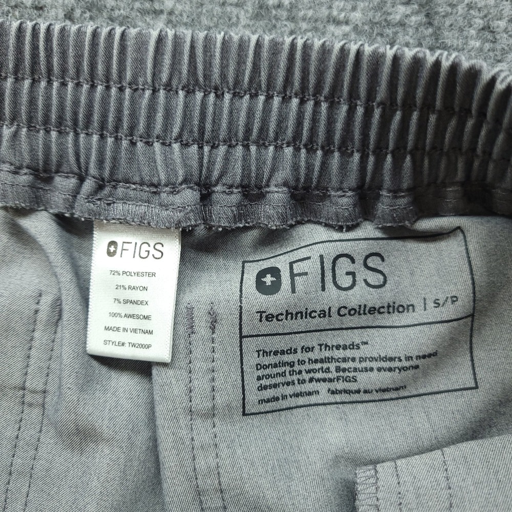 FIGS Technical Collection Grey Scrub Pants Petite Small TW2000P Teal Drawstring - Picture 4 of 16